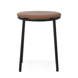 Normann Copenhagen Circa black steel stool with upholstery ultra leather seat h. 45 cm. - Buy now on ShopDecor - Discover the best products by NORMANN COPENHAGEN design